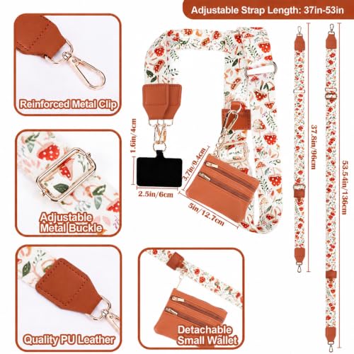 Image of XANGNIER Clip and Go Strap for Phone with Wallet Crossbody, Phone Strap with Zippered Wallet, Adjustable Anti Theft Cellphone Lanyard for Women, Cellphone Chain Accessories,Multicolor 30