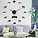 N / A Horloge Murale Bricolage  DIY Miroir Autocollants Numéros Horloge Murale Moderne Lévrier Russe sans Cadre Grande Montre Murale   Cadeau Noir