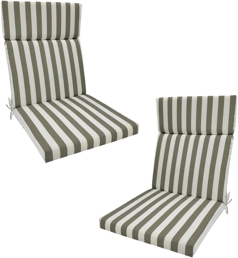 Set Of 2 Waterproof High Back Garden Chair Cushions Indoors/Outdoors Seat Cushion Sun Lounger With Ties For Patio, Loungers, Recliners & Rocking Chairs(Style E)