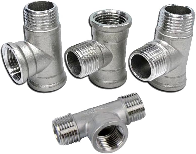 304 Stainless Steel BSP Male to Femlae Fitting 1/4-2 inch FFM FMF MMF MFM 3 Ways Tee Type Water Pipe SS304 Joint Connector(FMF,2")