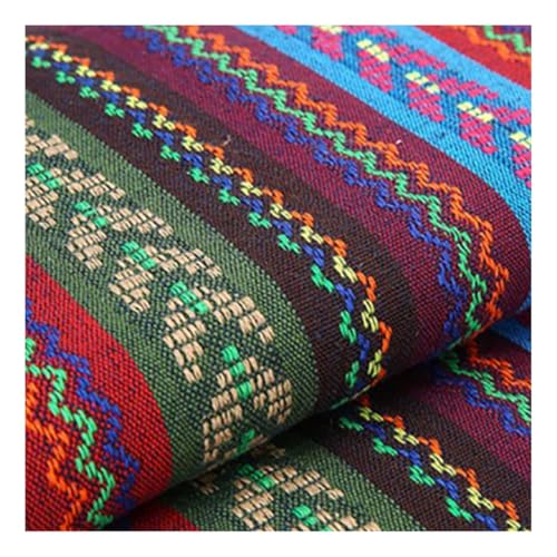 AMateschitz Tissu Jacquard Vintage Style Ethnique Patchwork Tissu Impression Ethno Tissu pour Meubles Motifs de Fleurs Exotiques Tissu de Décoration en Métrage, Pour...