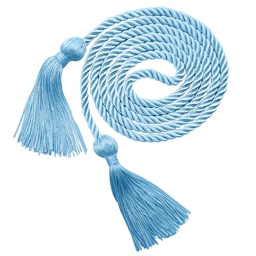 Graduation Honor Cords Light Blue Yarn Cords with Tassels for Graduation Students