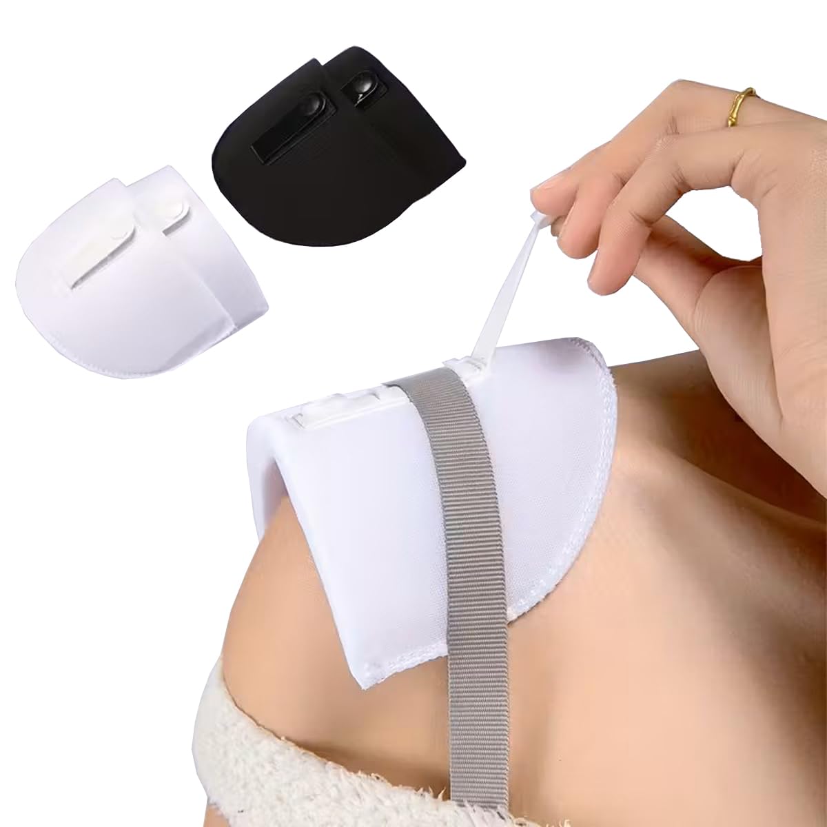 Foam Shoulder Pads for Womens Clothing with Buckle, Sponge Covered Set-in Shoulder Pad Shoulder Enhancer Women Blazer Suit Coat Jacket Clothes Sewing Accessories Reusable Black&White, 2 Pairs