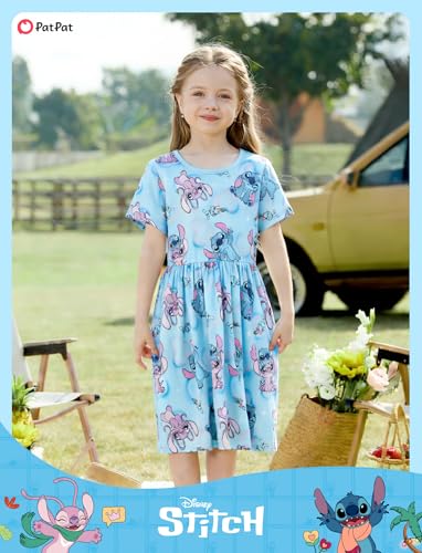 Image of Disney Minnie Mouse Princess Frozen Elsa Stitch Girls Dress Sleeveless & Short Sleeve Casual Summer Clothes Baby to Toddler