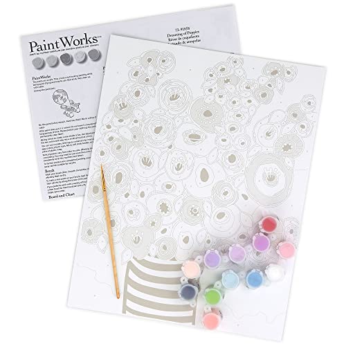 Image of PaintWorks 73-91858 Dreaming of Poppies Flower Paint by Number Kit for Adults and Kids, 11 inch x 14 inch, 12pcs, Multicolor