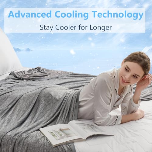 Image of CHOSHOME Cooling Blanket for Hot Sleepers - Summer Blanket Thin Soft Lightweight Breathable Double Side Enhanced Cooling for Hot Flashes, Night Sweats, Bed, Couch (Grey, 50 x 70 inches)