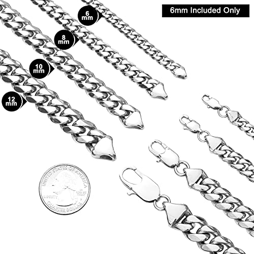 Blichain Cuban Link Chain Bracelet With Design Lobster Clasp For Men Boys 6Mm High Polished Stainless Steel Hip Hop Miami Curb Chains(6Mm, 8") #TOP4