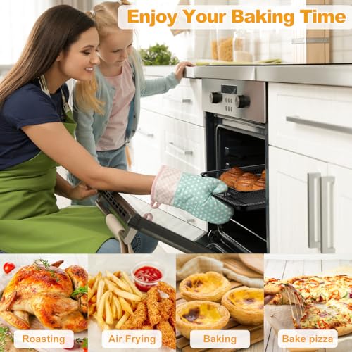 Image of DONGULI Air Fryer Basket Oven - 2 Set Large Air Fryer Basket and Tray Stainless Steel Oven Air Fryer Rack Pan Accessories for Baking (L-2 Pack-Black-15.7 inchx11.8 inch)