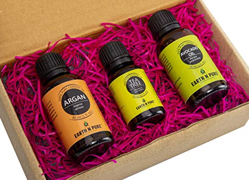 Image of Earth N Pure Argan Oil, Tea Tree Oil & Avocado Oil Pack of 3 | Undiluted | 100% Natural & Therapeutic | For Aromatherapy | Mood Enhancers |Skin Care | Hair Care | Relaxation etc. | 15 /30 ML Each