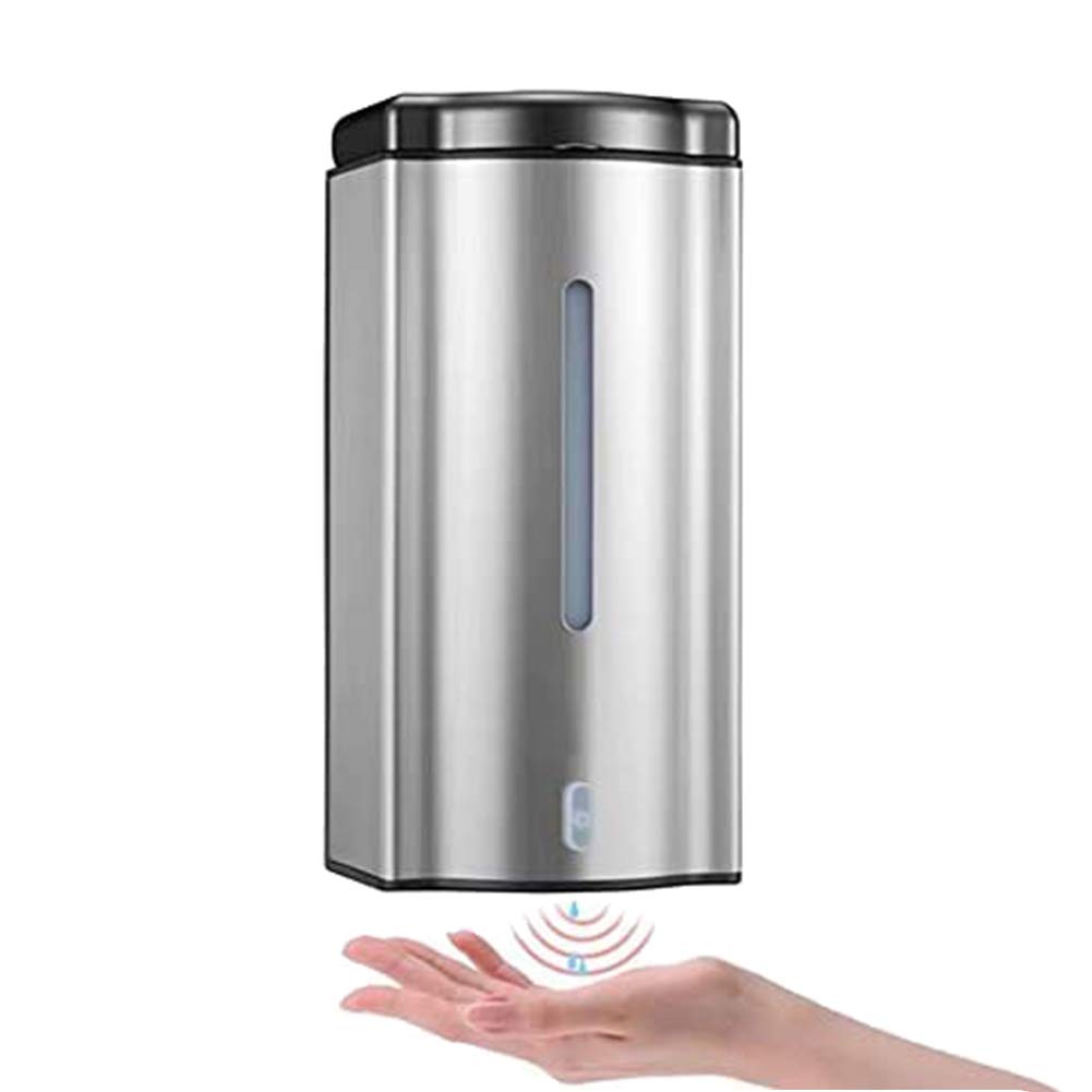 Dispensador de jabón automático montado en la Pared: dispensador de jabón con Sensor táctil de Acero Inoxidable de 600 ml, Compatible con Gel de Manos, desinfectante y desinfectante para Manos