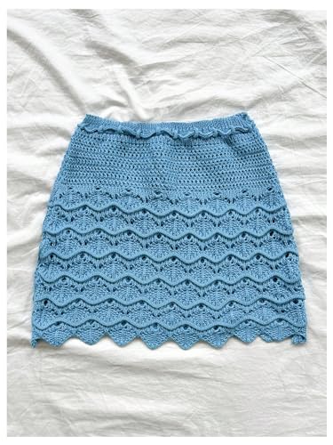 SHENHE Women's Textured Hollow Out Scalloped Knit Skirt Drawstring Tie Front Sweater Skirt2