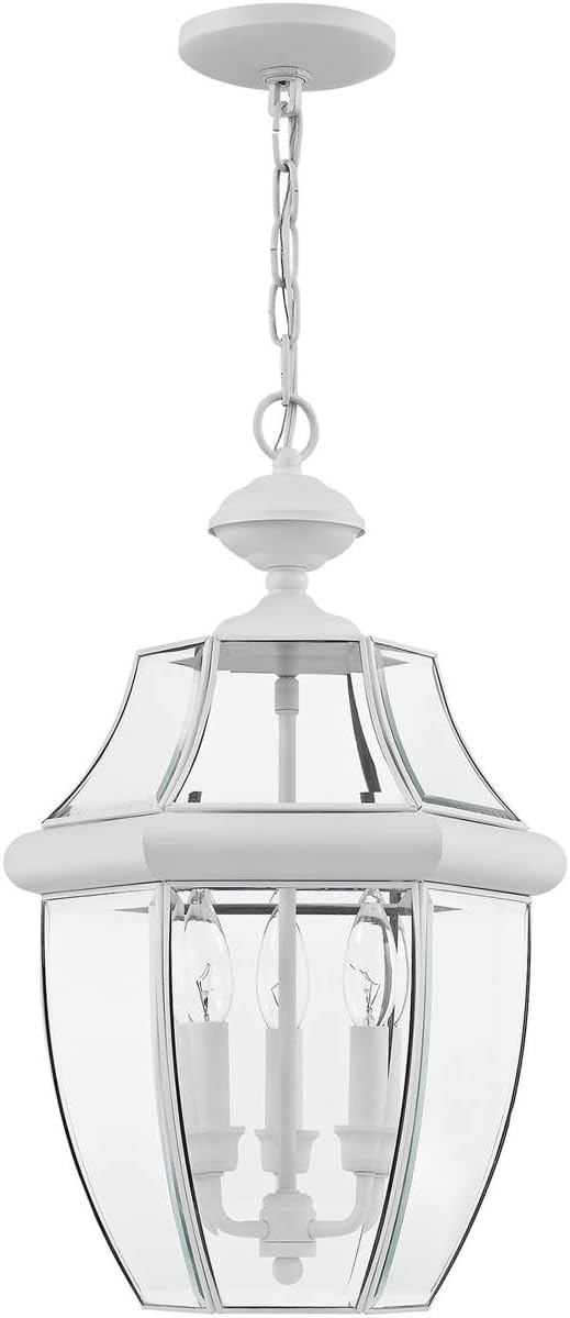 Livex Lighting 2355-03 Monterey 3-Light Outdoor Hanging Lantern, White
