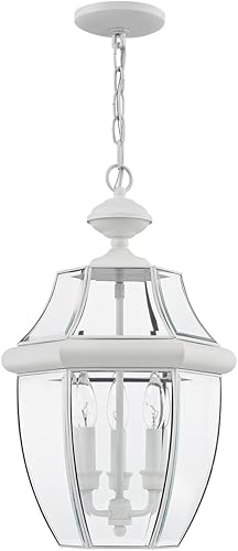 Miniatura 3 de Livex Lighting 2355-03 Monterey - Farol colgante de 3 luces, para exteriores, color blanco