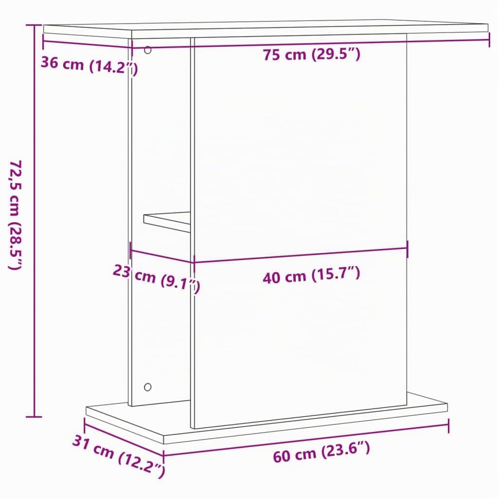 vidaXL Aquariumständer Altholz 36x75x72,5 cm Holzwerkstoff