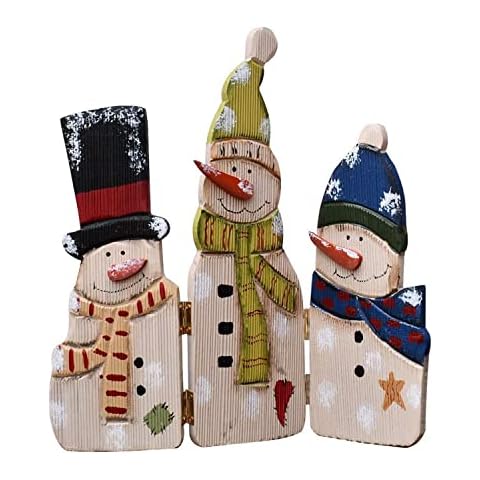 Christmas Rustic Wood Snowman Screen Tabletop Decoration Cover