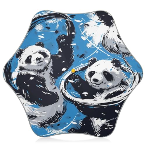 Parapluie pliant enfants pandas noirs blancs automatique et réfléchissant