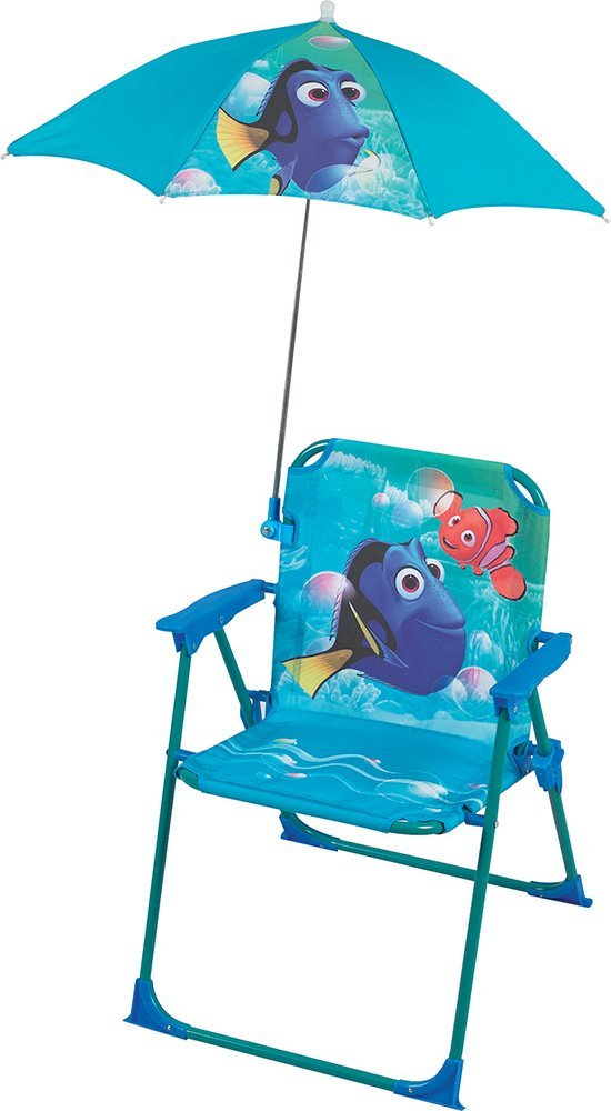 Fun House Dory Silla Plegable con Sombrilla para Niño, Acero, Azul, 38x8x50 cm