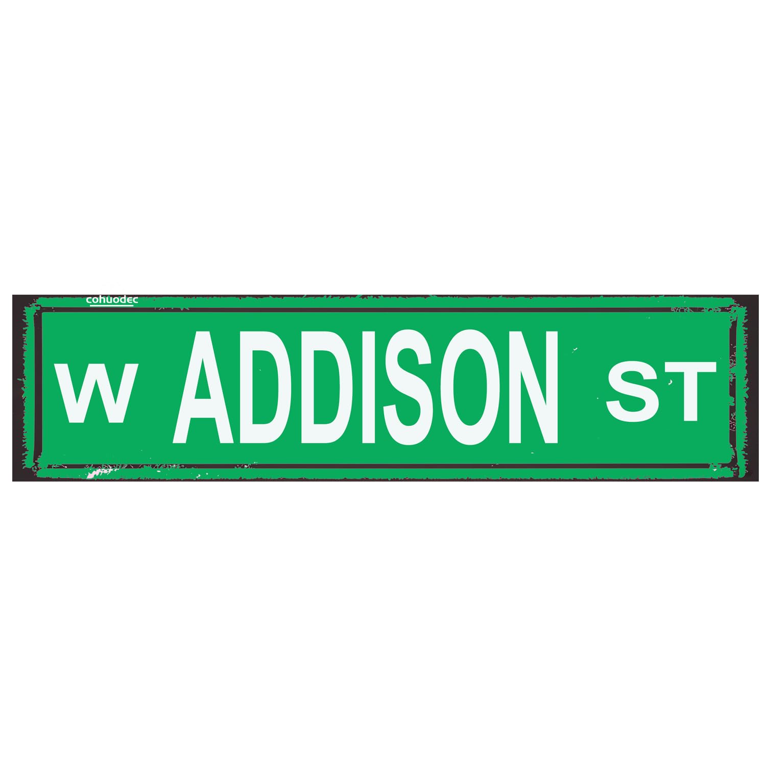 Chicago West Addison Street Sign Wrigley Field Gift Home Pub Bar Wall Decor Green Tin Sign 4x16 Inch