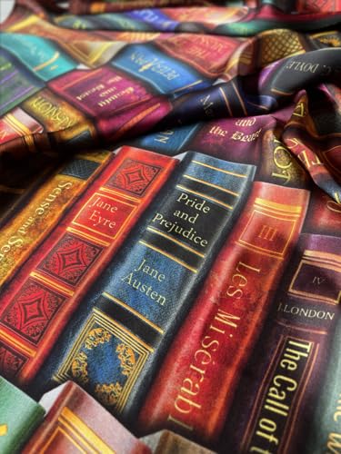 Universal Zone Bookshelf Square Scarf: Literary Scarf with Classic Book Titles, Book Lover Gift, Literary Shawl, Bookish Accessory, Librarian Gift2