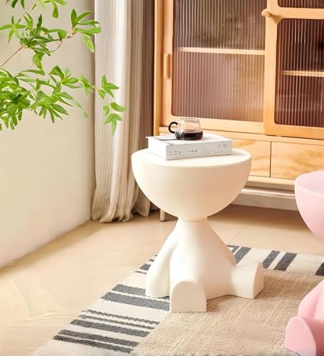 Round End Table Sofa Side Table Small Coffee Table Foldable Anti-Rust Waterproof with Removable Tray Easy to Assemble for Living Room Bedroom Balcony Office