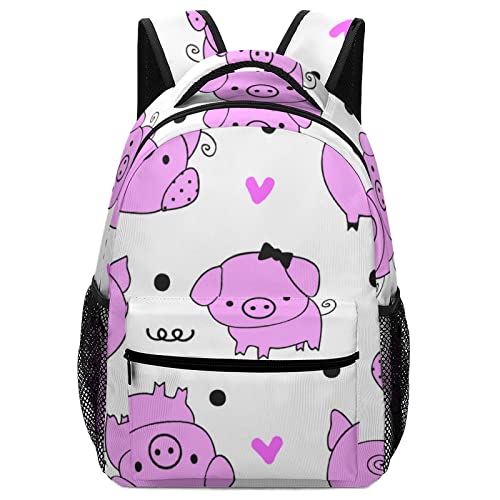 Mochila casual estampada de alta capacidad y tejido ligero rosa