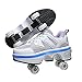 HANHJ VIIPOO Jungen Und Mädchen Rollschuhe 4-Rad Atmungsaktive Rollschuhe Unisex Kinder Einziehbarer Korb Roulette Kreatives Geschenk, Geeignet Für Anfänger,White-37