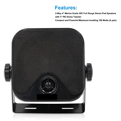 Loudspeaker 100W 4 Inch Marine Bluetooth Box Speakers Compact Audio Stereo Sound System Speaker Fit For Boat Golf Cart Atv Utv Automobile #TOP3