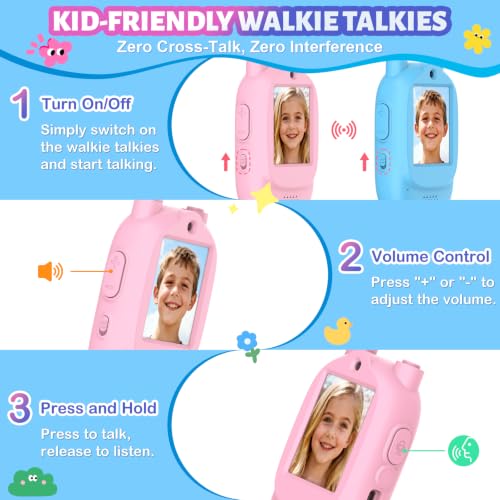 Video Walkie Talkies for Kids Ages 3-12, 2 Pack Rechargeable Walkie Talkies by Divava - Used condition - Image 8