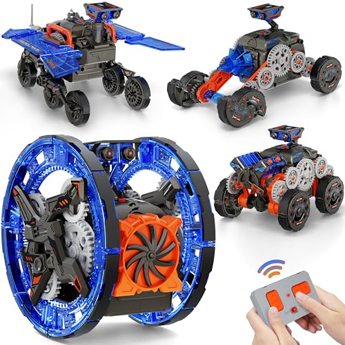 Remote Control Robot Building Toy, 4 in 1 LED Light RC Robot Car Toy for Kids 8-14, DIY Educational Science Creative Building Blocks Set, STEM Toys Gifts for Age 6 7 8 9 10 11 12 Years Old Boys