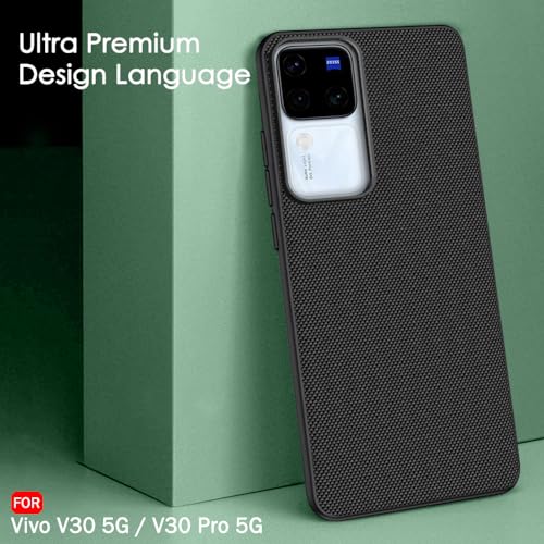 Image of TheGiftKart Back Cover Case for Vivo V30 / V30 Pro 5G | Slim & Lightweight | Ultra-Premium Design | Camera Protection Bump | Fabric Texture Case Cover (PC & TPU, Black)