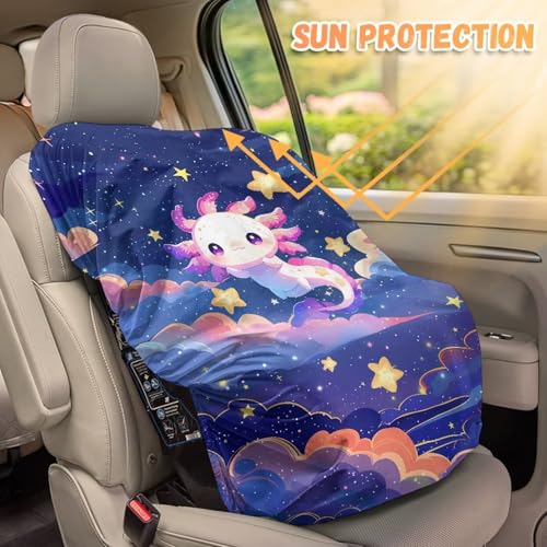 Image of XYZCANDO Axolotl Print Baby Car Seat Cover Cartoon Summer Carseat Cover Protect from Sun /Hot Days UV Rays Protective Baby Car Seating Sun Shade Cover for Travel Car Accessories 2025