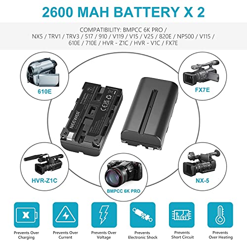 Image of NEEWER NP-F550 Battery Charger Set Compatible with Sony NP-F970 F750 F770 F960 F550 F530 F330 F570 CCD-SC55 TR516 TR716 TR818 TR910 TR917, NEEWER Led Light /Monitor /Camera Slider (2 Pack, Black)