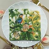 Servilletas de Papel Pájaro Hoja Verde Toallas Desechables para Invitados Servilletas de Papel Duraderas para Baño Bodas Fiesta Navidad10 Paquetes(33x33cm）