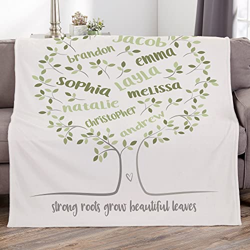 Personalized Name Blankets for Grandma Grandpa Mom Dad. Family Tree of Life Personalized Blankets. Customize Name Blanket from Your Names (Fleece Blanket)