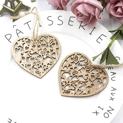 CLISPEED 6Pcs Fatias De Madeira Rústica De Madeira Inacabada Entalhes Do Coração Do Dia Dos Namorado