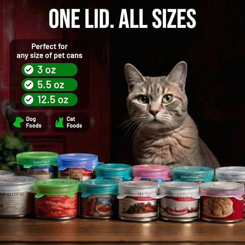 Image of Reusable Silicone Can Lids - 2.6 Inch Can Covers for Dog & Cat Food - Universal Fit - Airtight Stretch Lids for Pet Food Cans, BPA-Free, Dishwasher Safe - 10 Pack
