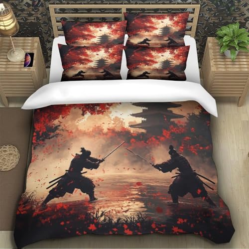 Parure de lit samouraï 140x200cm avec housse de couette en microfibres - 5