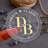 Wedding Favor Stickers Real Gold Foil Wedding Thank you Labels Wedding Favors Transparent Matte Gold...