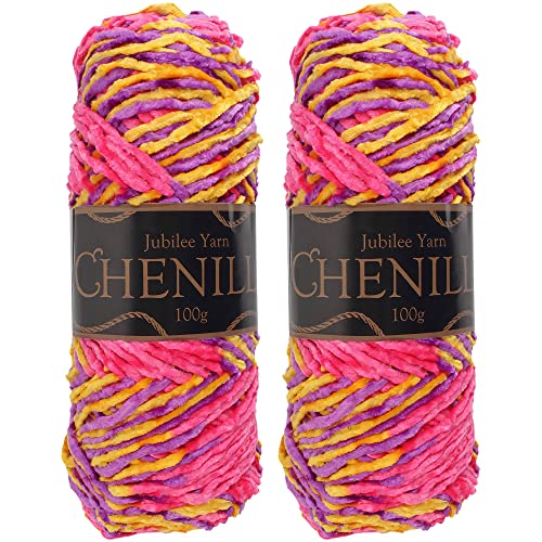 JubileeYarn Chenille Yarn - Worsted Weight - 100g/Skein - Agartha - 2 Skeins, 202 Agartha