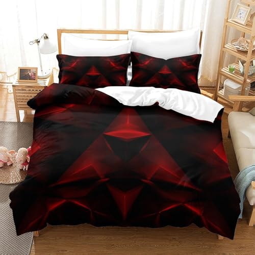 Housse de couette respirante rouge parure de lit hypoallergique