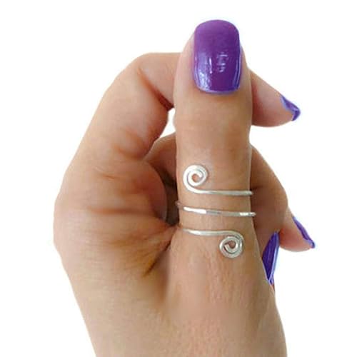 Plata de ley Doble Espiral Wire Wrap ajustable facetado anillo de pulgar