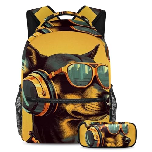 Sac à dos vintage chien 5 62 avec trousse assortie pour les cours