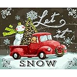 Paint by Numbers for Adults Kids DIY Canvas Painting Kit for Beginners Drawing with Brushes Without Frame 16x20 Inch (Tree Snowman Car)