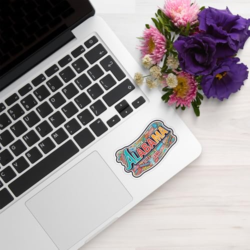 Image of Alabama State Sticker - USA States Vinyl Decal 5 Inch, Waterproof Alabama Map Sticker for Car Bumper, Laptop, Truck, Wall