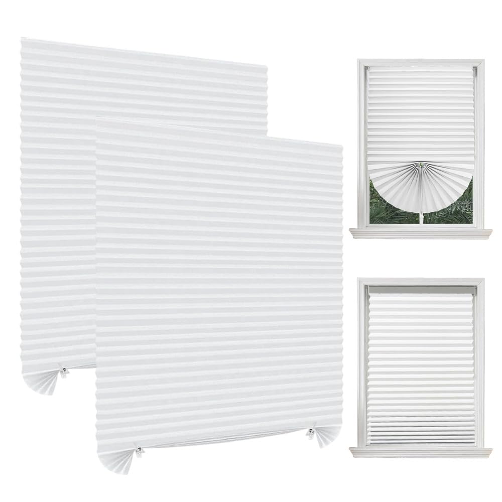 2 Pack Temporary Blinds, 90 * 180CM Stick on Blinds for Windows, No Drill Blind, Easy Fit Install for Bedroom Kitchen Bathroom Windows Bedroom, Travel RV Car, High Light Shielding-Silver Back(White) — image 1