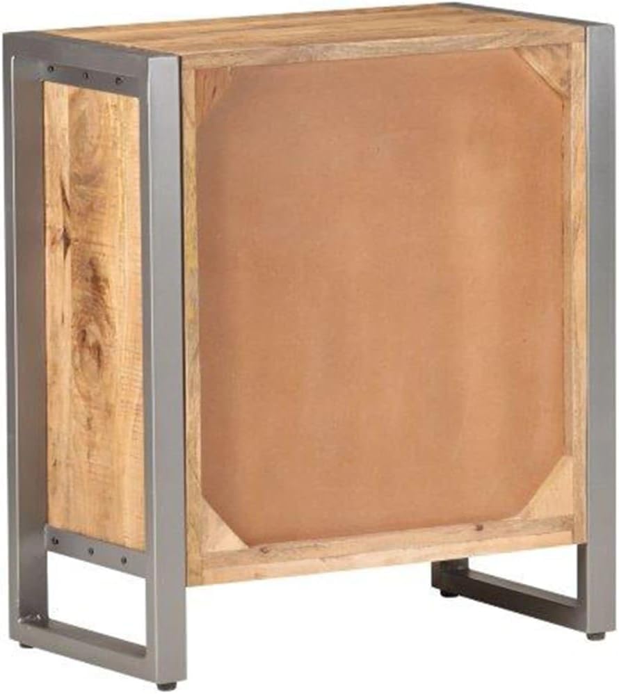 Industrial Style Sideboard with Grey Finish, Solid Mango Wood and Iron Construction, 2 Drawers and 2 Doors for Ample Storage, Modern Living Room Furniture, Durable