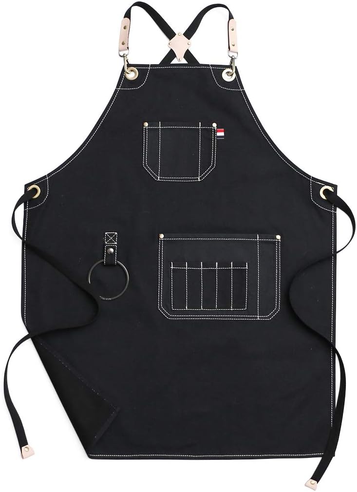 Jeanerlor - Canvas Work Apron with Pockets Cross Back Straps Design Up to XXXL