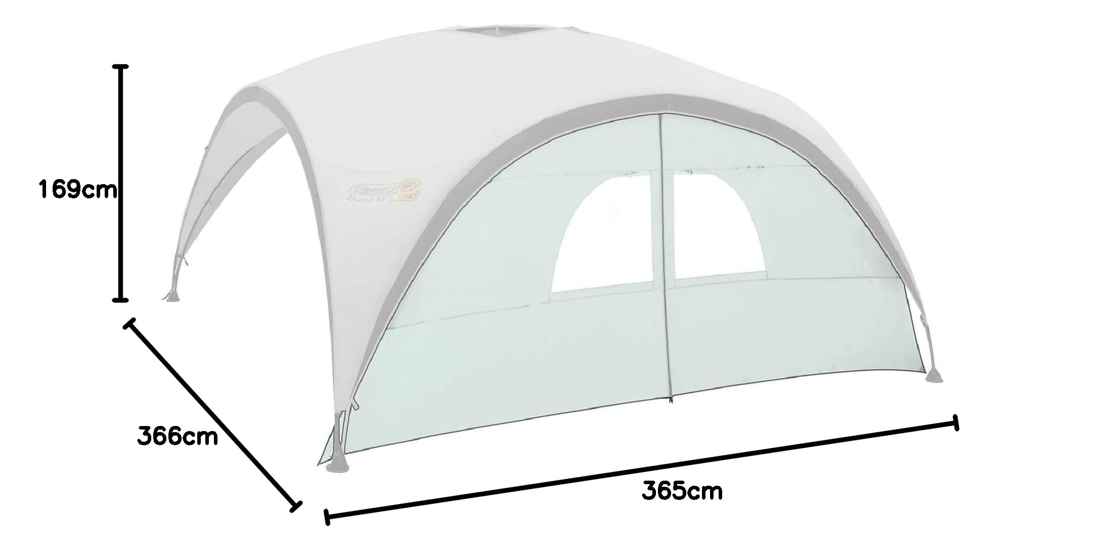 Coleman Fast Pitch Shelter Panel Lateral con Ventanas y Puerta para Carpa Event Shelter Pro L 3,6 x 3,6 m, Alta Protección Solar 50+, Impermeable