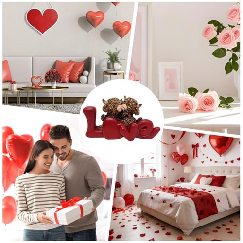 Figurine de vache de la Saint-Valentin couple amoureux en résine pour table