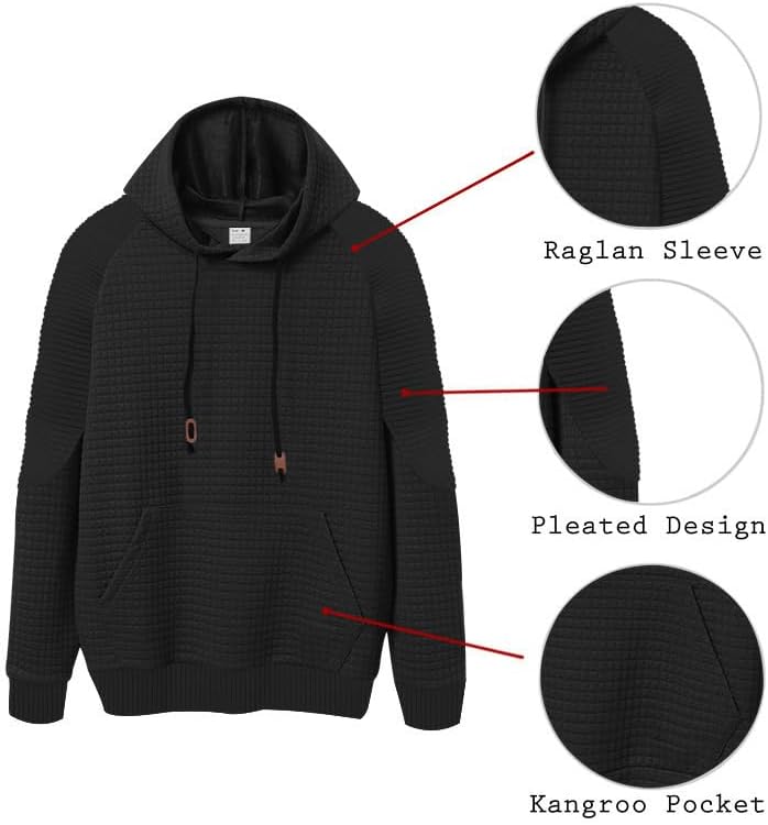 Scapodo Men's Waffle Sweatshirt - Autumn Winter Hooded Pullover Loose Fit Casual Wear for Vacation Daily Life - Image 6